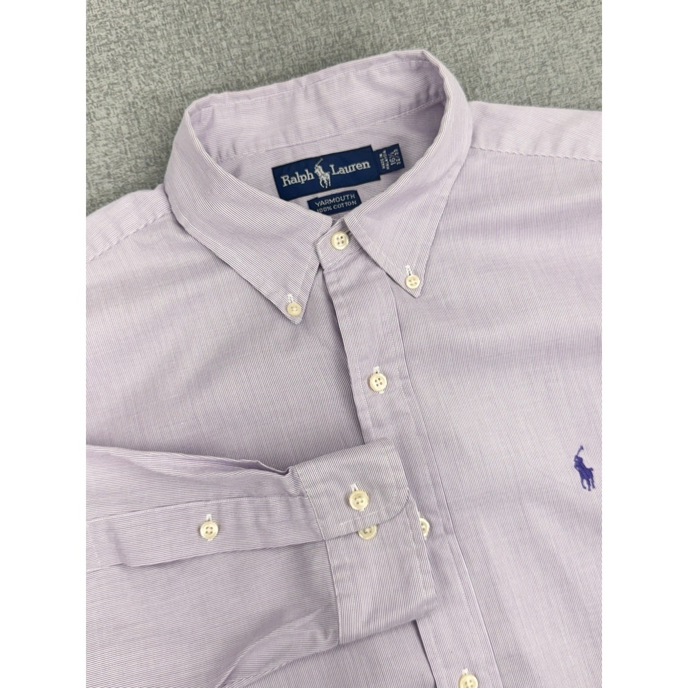 Polo Ralph Lauren Button Up Long Sleeve Men's Sz 16 32/33 Yarmouth Pink Stripe - Picture 1 of 6